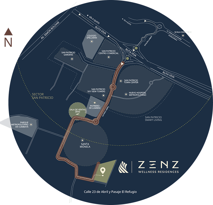 Mapa de ubicación ZENZ Wellness Residences en Cumbayá